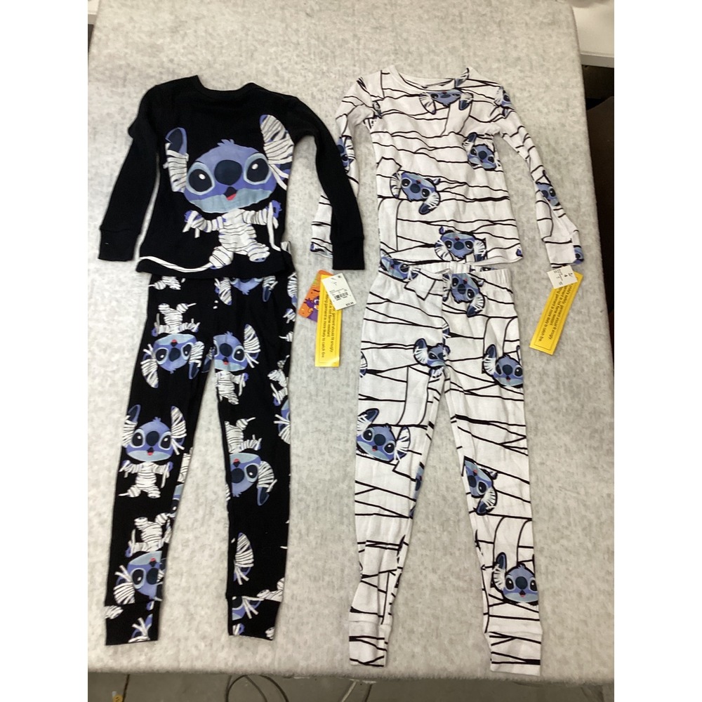 Disney Stitch Mummy Halloween Pajamas 2-Pack Kids Size 4 Cotton Sleepwear New